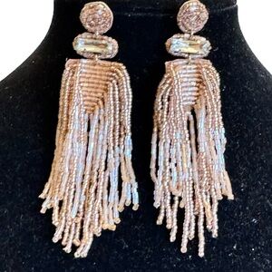 Deepa Gurnani Jody Earrings Baby Pink Beaded Pierced Dangle